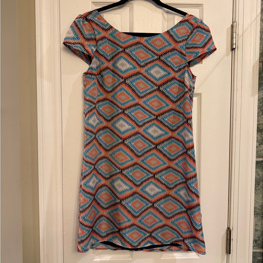 Paraella Blue and Orange Patterned Dress